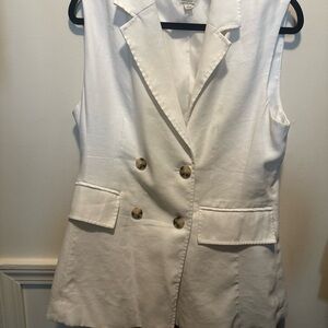 Chic White Sleeveless Blazer Vest